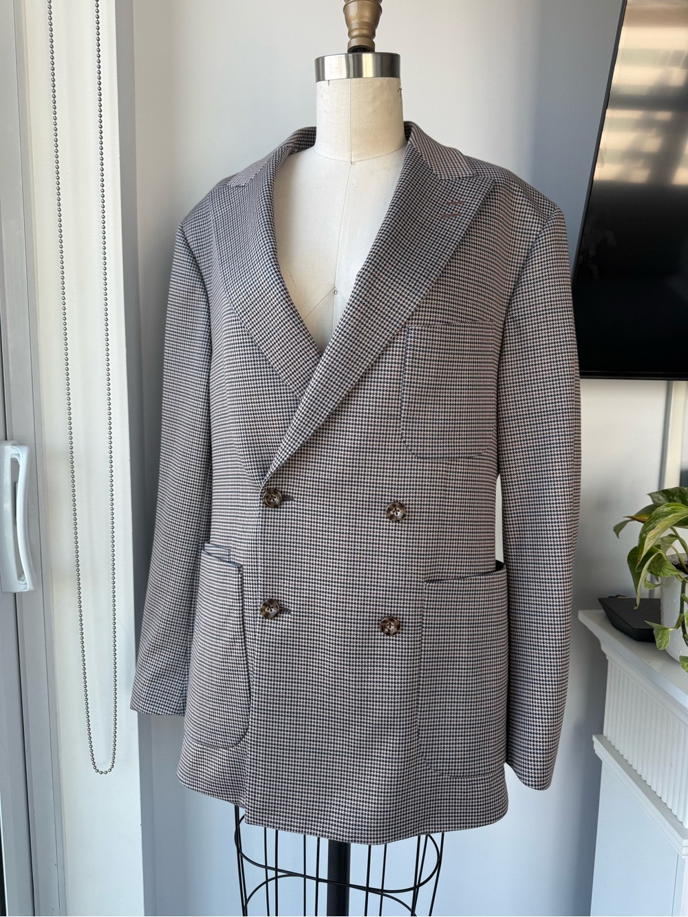 Men’s micro Houndstooth stretch Sport Coat Blazer